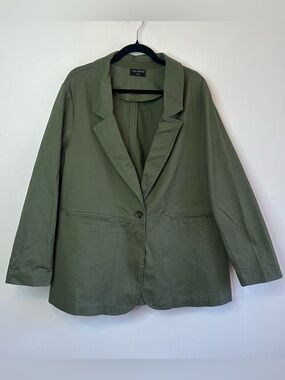 Lane Bryant Women's Plus Size 18 Army Green Oversized Twill Jacket Blazer